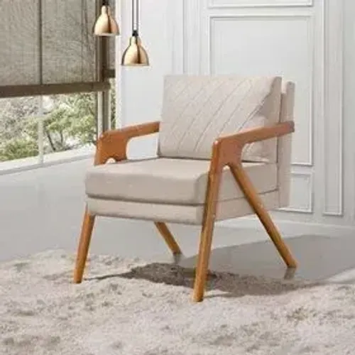 Poltrona Linho Pés de Madeira - (Promoção)!!