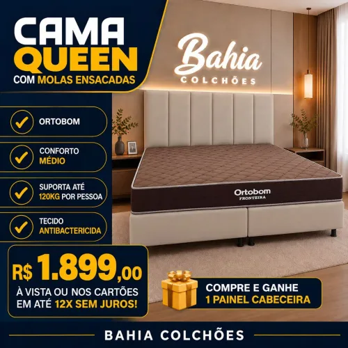 CAMA QUEEN SIZE + CABECEIRA DE BRINDE