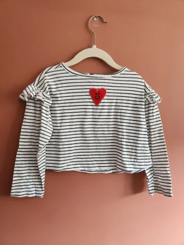 Blusa Fabula listrada coração 