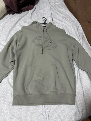 moletom diesel s-ummer-bigoval com capuz cinza