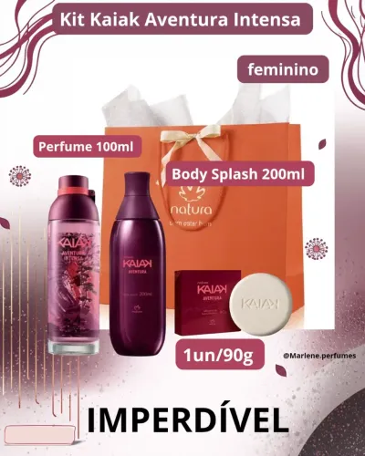 Kit Kaiak Aventura Intensa- Natura Perfume + Body Splash + Sabonete em barra