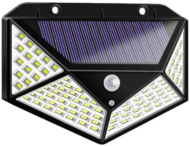 4 und. Refletor Luminária Solar de Parede 100 Led Com Sensor de Movimento À Prova D'água