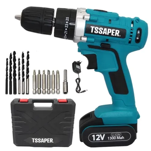 Furadeira Parafusadeira 3/8 Bateria 12v C/ Acessorio Tssaper TPA12