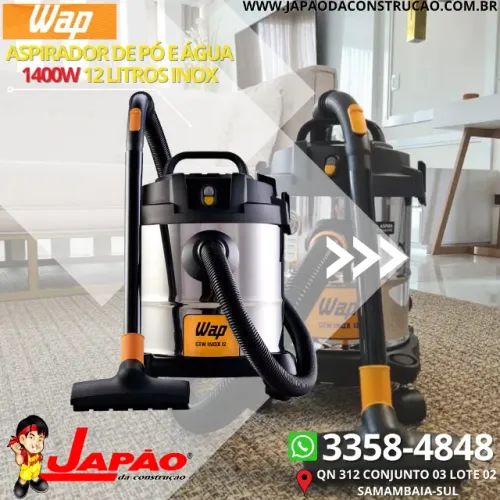 Aspirador de Pó e Água 1400W 12 Litros Inox Wap Garantia de 1 ano