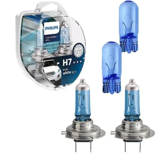 Par De Lâmpada Philips Crystal Vision Ultra H7 + Pingos