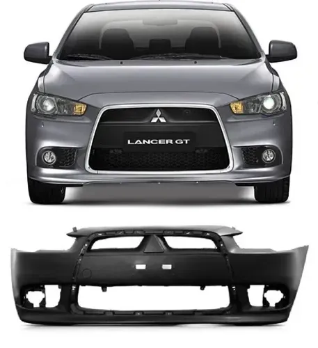 Parachoque Mitsubishi Lancer GT 2011 à 2019 - Furo Farol Auxiliar - Preto Liso - TYG