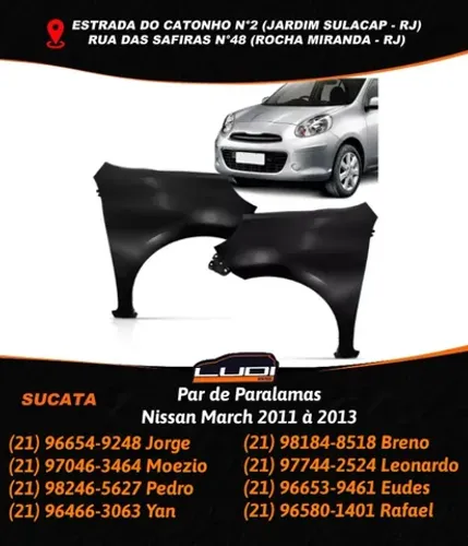 Par de Paralamas Nissan March 2011 à 2013