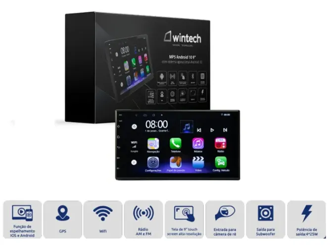 Multimidia Mp5 Android 9 polegadas  Octacore Wintech