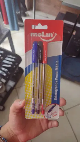 Caneta Esferográfica Molin A-ONE Ponta Média - Pacote com 3