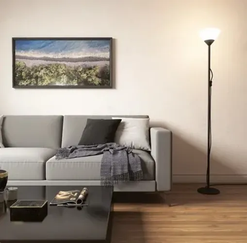 Luminária de Chão Preto Plástico e Metal 