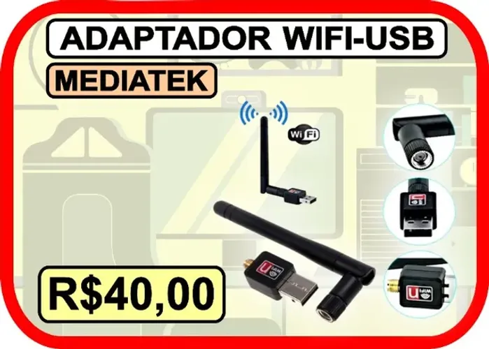Adaptador WiFi USB (Entrega Grátis-Produto Novo)