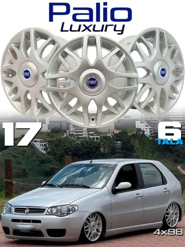 Jogo de rodas Fiat Palio Luxury aro 17 tala 6 Prata 4X98 novas