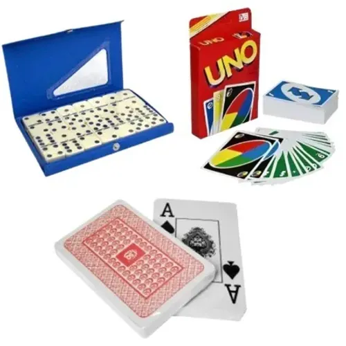 Kit jogos clássicos baralho dominó Uno jogos de mesa diversão