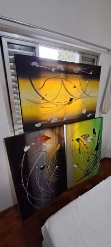 Conjunto de 3 quadros abstratos