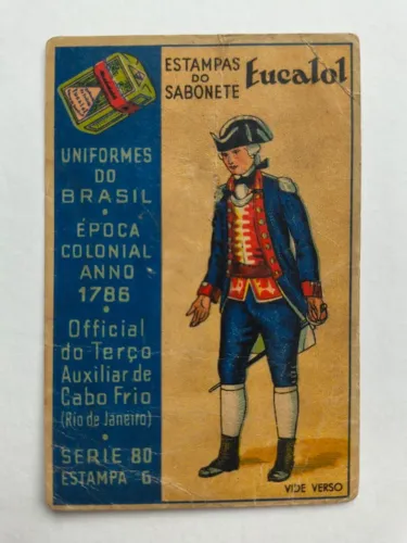 Estampa do sabonete Eucalol - Uniformes do Brasil Colonial 1786 - Série 80 - Estampa 6