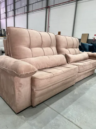 Sofá Retrátil e Reclinável 2,90 Rosa