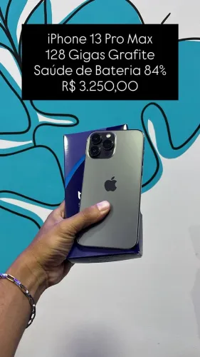Aparelho Seminovo: iPhone 13 Pro Max 128GB Grafite - Bateria 84% - R$ 3.250,00