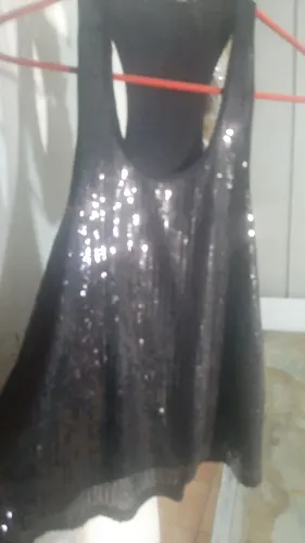 blusa de paetês preto P