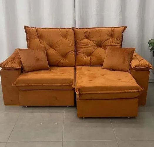 Sofá 2 módulos Retrátil Reclinável espuma D28 molas Modular Confortável e Elegante