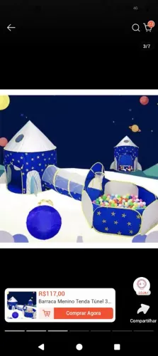 Brinquedo 3x1 infantil, tenda castelo, túnel e piscina.