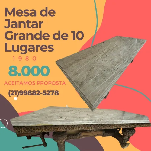 Mesa de jantar grande 10 lugares 