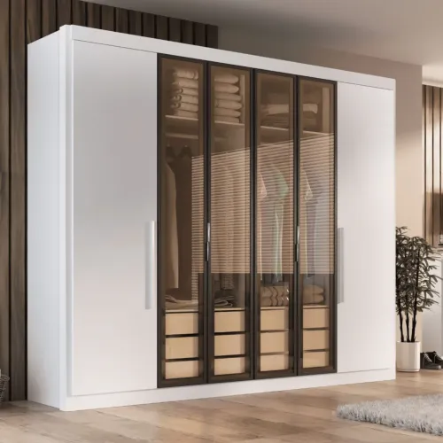 Guarda Roupa Casal Valencia 6 Portas 6 Gav C/ Vidro Reflecta novo na embalagem