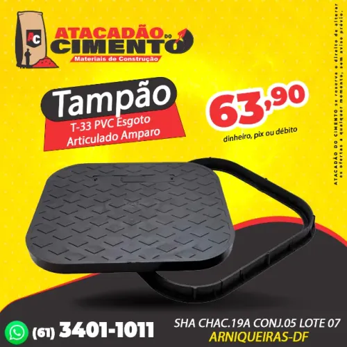 Tampão T-33 PVC Esgoto Elétrica Caixa de Passagem Articulado Amparo