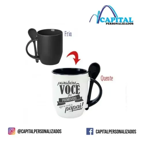 caneca mágica com colher 