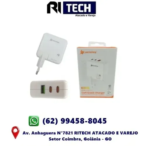 Carregador Fonte USB-C 1x USB 65W  Peining PEI-906 Compatível com iPhone iPad Notebook Mac