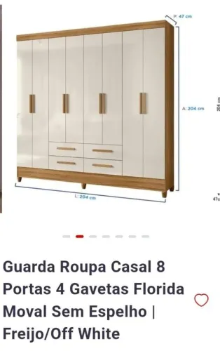 Guarda Roupas Casal 8 portas 4 Gavetas Florida