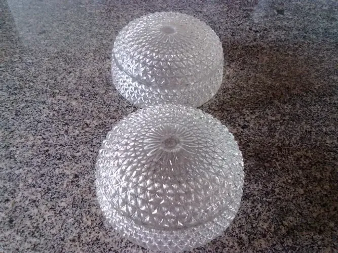 Combo Antigos De Lustres Globo De Vidro Canelado Dos Anos 80