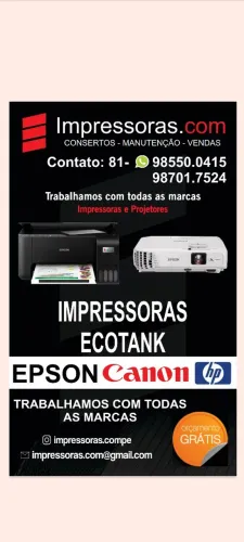 Assistência técnica de impressoras Epson Canon Hp brother *46 zap