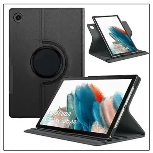 Capa Case 360 Giratória Galaxy Tab A8 10.5 Couro X200 X205 Cor Preta