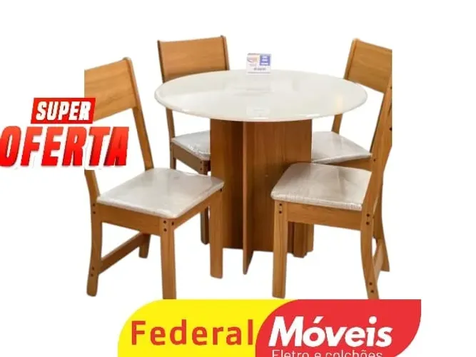 Mesa para jantar 90cm Conjunto com 4 Cadeiras (CAMPEAO EM VENDAS)