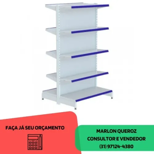 Gondola de Aço Central 30x40 com Porta Etiqueta