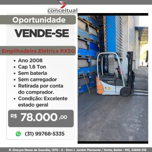 Vendo Empilhadeira Elétrica Still RX50 - 1.600 kg | Ano 2008