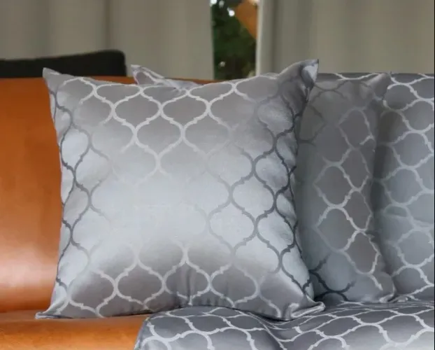 Capa de almofada 42x42 jacquard cinza