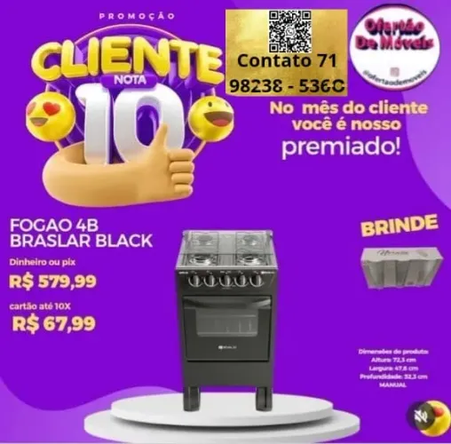 Fogão Braslar Novo/Grátis Entrega/ Contato 71  9 82 38 mais 5360/Entrega Rápida 