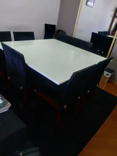 Mesa laqueada branca 8 lugares, sem cadeiras