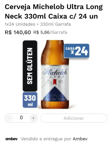 Cerveja Michelob ultra , Fardo com 24 Unidades 