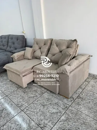 Sofá Retrátil e Reclinável 2m pillow 16cm - estofamento veludo | Parcelamos