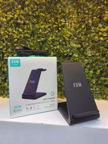 Carregador Sem Fio 3 em 1 FAM Prime 20W para iPhone, Apple Watch e AirPods