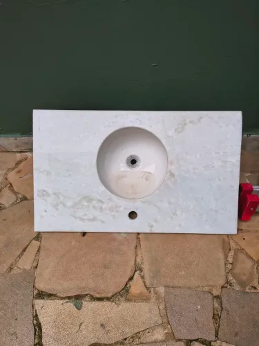 Pia de mármore para banheiro 81x46 cm 