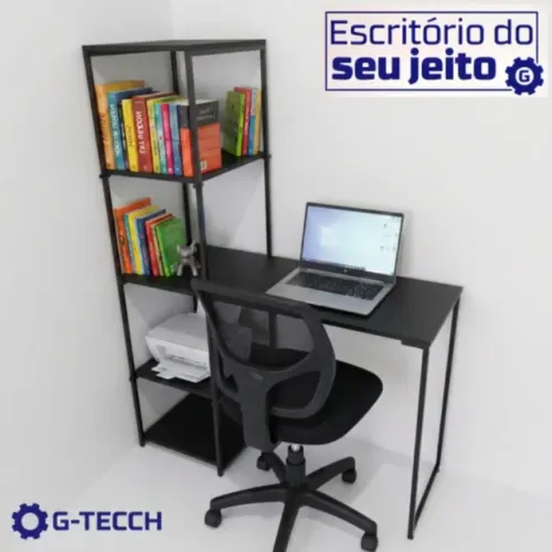 Escrivaninha NOVA Industrial com Estante Multiuso para Computador Notebook de Estudo Birô