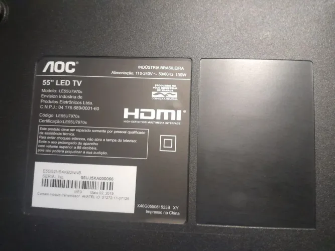 Smart tv 55pol aoc para retirada de peças