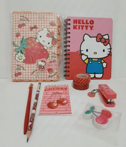 Kit Papelaria Hello Kitty Cereja 