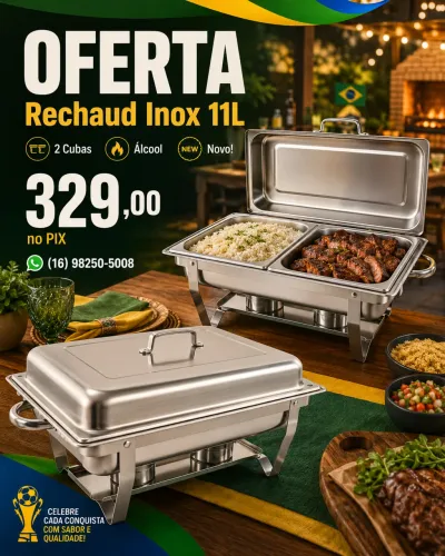 QUEIMA ESTOQUE ? RECHAUD INOX 2 CUBAS NOVO