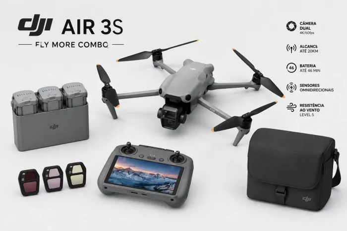 Drone DJI Air 3s Fly more combo novo 