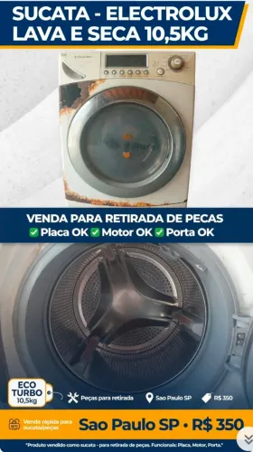 Sucata Electrolux Turbo Lava e Seca 10,5k