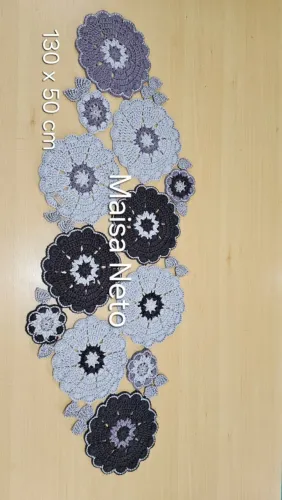 Caminho/Trilho de Mesa Flores - Cinza